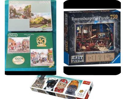 6x Puzzle /Falcon,Exit puzzle Ravensburg,Trefl / 500-1000dilku