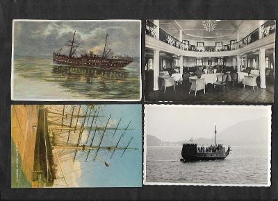 Lodě, 4 pohlednice,  ca 1900 -1930