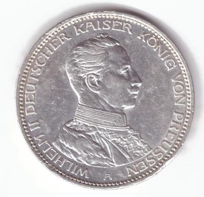 1914 (NĚMECKO - PRUSKO) - Mince 3 MARKA, DREI MARK od 1 Kč (1259)