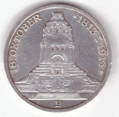 1913 (NĚMECKO - SASKO) - Mince 3 MARKA, DREI MARK od 1 Kč (1260)
