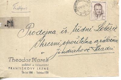 Předek fir. obálky, sedlářství, Marek, 1950, Františkovy Lázně