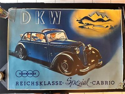 DKW AUTO UNION REICHSKLASSE SPEZIAL CABRIO PLAKÁT  A1 - 1939 