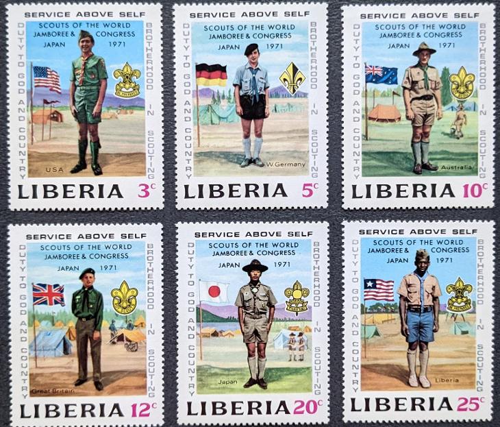 Libérie 1961, skauti, série 6ks známek - Známky