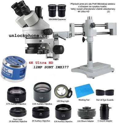 Trinokulární Stereo Mikroskop 3.5X-90X SONY IMX377 4K UHD