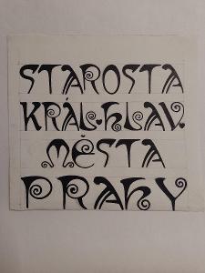 ! Alfons Mucha - Orig. Kresba 4 ! / karton + tuž / Praha / bez sign.