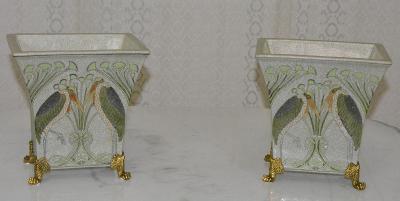 Secesní vázy - porcelán + bronz
