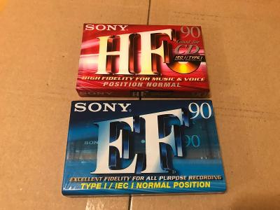 Magnetofoné kazety SONY HF 90 a EF 90 v původním balení