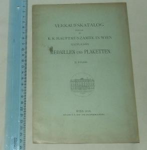 Verkaufskatalog in Wien - Medaillen un Plaketten - 1912