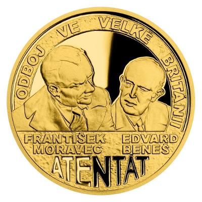 Zlatá mince Operace Anthropoid - Zahraniční odboj proof