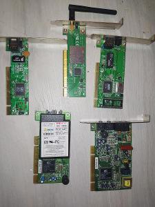 5xPCI karty, 2*LAN síťová karta RJ45, 2*Analog modem, 1*WiFi