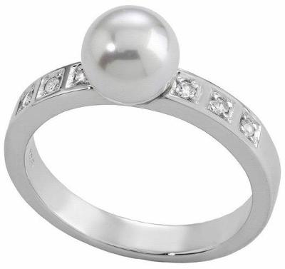Stříbrný prsten s perlou a kamínky 12563.01.2.913.010.1, 53 mm - NOVÝ