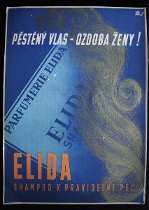 Stará  prvorepubliková cedule Elida - karton