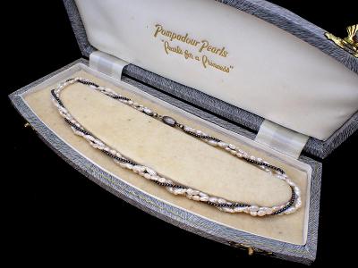 Třířadý náhrdelník- říční perly, stříbro 835