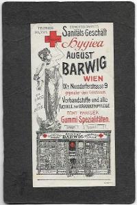 Reklamní účtenka, August Barwig, Sanitäts-Gescheft,  Vídeň ca 1910