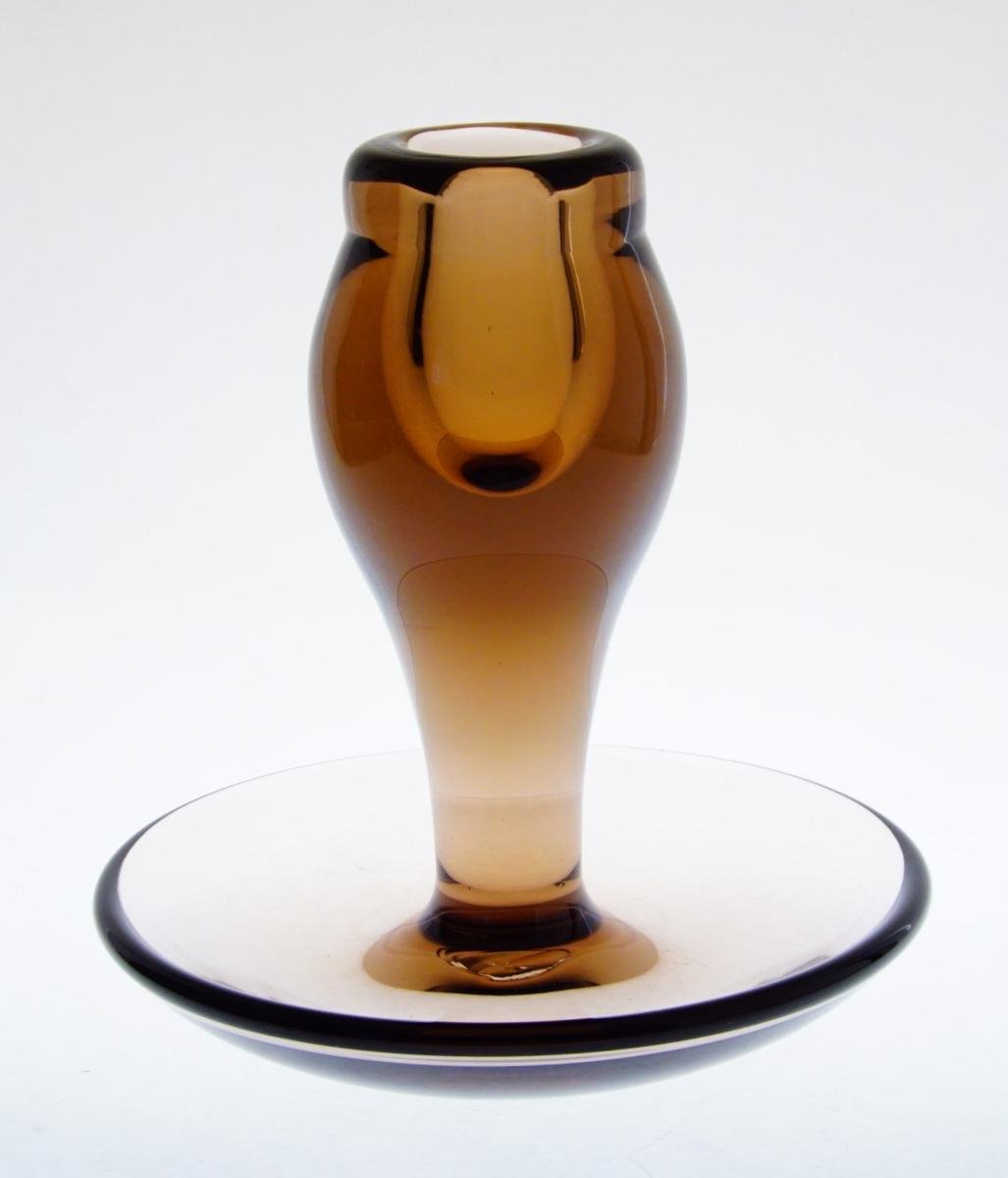 Váza z topásového skla na drobné kvietky - Miloslav KLINGER skláreň ŽBS - Starožitnosti