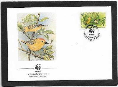 Fauna, ptáci /4/, FDC Mi. 773, WWF, Barbados  1991