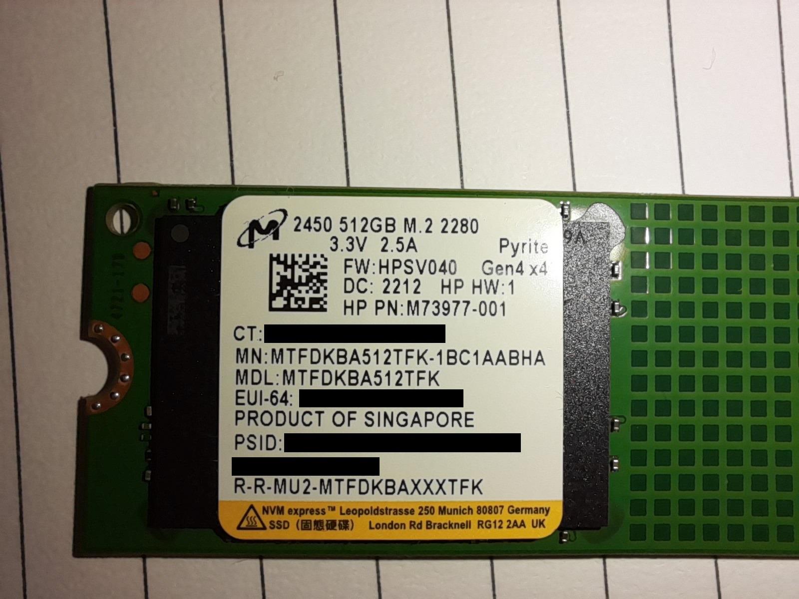 SSD disk Micron 2450 512GB M.2, NVME, PCIe Gen 4 x4 - Počítače a hry