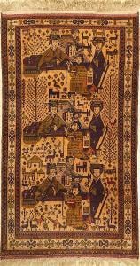Afghánský datovaný vlněný nomádský balúčský koberec Zakini, 1985