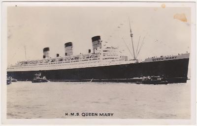 Amerika, Anglie, Cunard Line (zaoceánská loď RMS Queen Mary) 1936