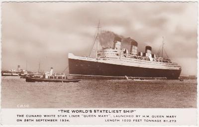 Amerika, Anglie, Cunard Line (zaoceánská loď RMS Queen Mary) 1934