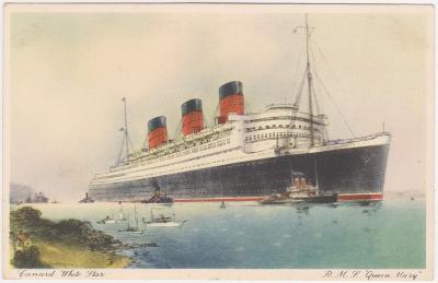 Amerika, Anglie, Cunard Line (zaoceánská loď RMS Queen Mary) 1936