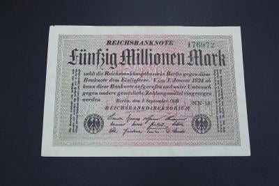 50 000 000 MAREK 1923 NĚMECKO z oběhu  STAV 1-3