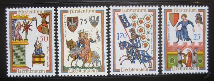 Lichtenštejnsko 1963 Minnesangři Mi# 433-36 Kat 5€ 0076