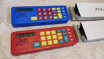 2x pouzdro penál obal s kalkulačkou pro děti JVD BASIC Modrý a červený