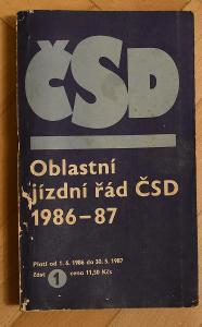 Oblastní jízdní řád ČSD 1986/1987 - část 1 Čechy