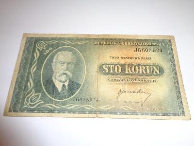 100 Korun 1945 Masaryk, serie JG