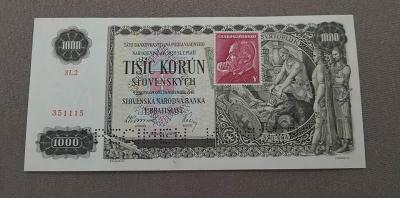 ! 1000 korun 1940, kolok 1945, 2 x Specimen, Vzácna, TOP stav unc !