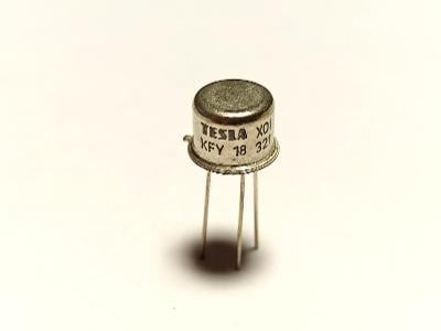 Tranzistor KFY18 - TESLA - 75V, 500mA, 800mW, PNP TO39 - NOS