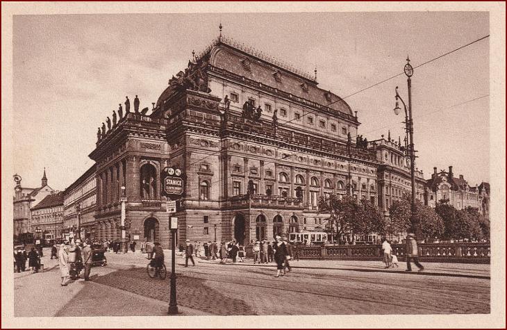 Praha (Prag) * Národní divadlo, lidé, tramvaj, doprava * M289 - Pohlednice místopis