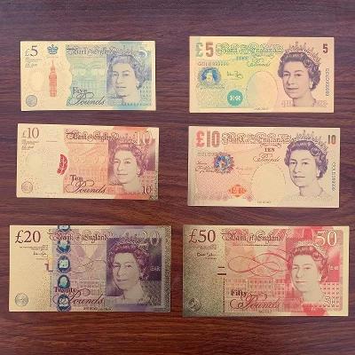 Sada 6 ks Britských bankovek v polymerů 