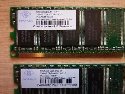 Operační paměť do starších PC, 256MB DDR- 400MHz - 2 ks.