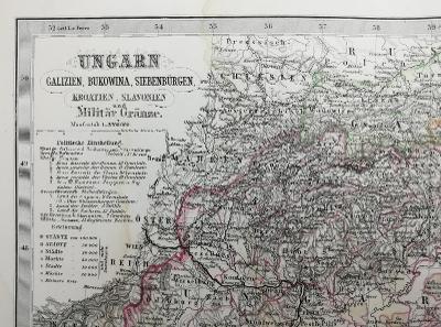 Stará mapa Ungarn Uhry Galicie Bukovina Sedmihradsko 1840 Gotha
