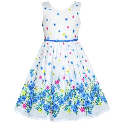 Dětské, dívčí letní šaty bílé s modrými kytičkami, vel. 104