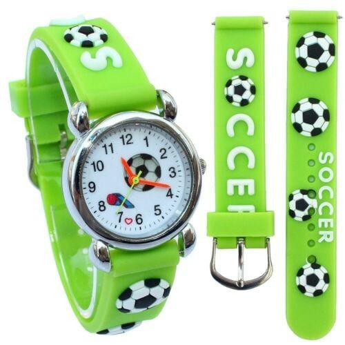 Detské, chlapčenské, silikónové hodinky s loptou - futbal (zelené) - Šperky a hodinky