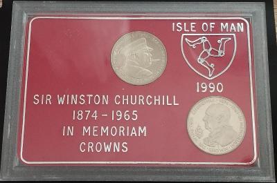 Ostrov Man 1 koruna 1990 KM# 283, 284 25 let od smrti W. Churchilla