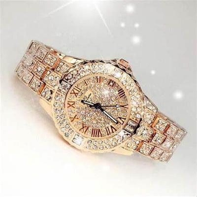 Luxusní dámské hodinky s krystaly růžové zlato v boxu