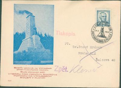 10B5350 Baarův pomník Výhledy 1946, Klenčí , Dr.Josef Mrázek Praha