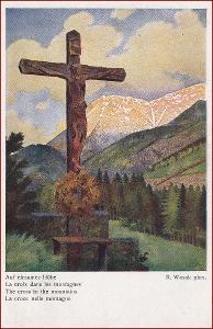 Boží muka * kříž, hory, krajina, alpský motiv, umělecká * M4563