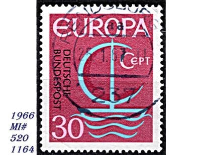 BRD 1966, CEPT, "E" jako stylizovaná plachetnice
