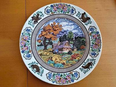 Alois Jaroněk – talíř, malovaný rožnovský porcelán ø 37 cm, RARITA