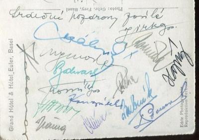 Československo reprezentace hokej - podpisy z roku 1947