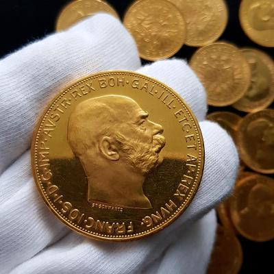 Zlatá 100 Koruna Františka Josefa I. 1915 – PROOF, předválečná ražba  