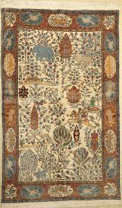 Nádherný indický vlněný orientální koberec slon buvol kůň 230x140 cm