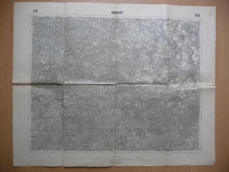 Stará vojenská mapa - VARNSDORF a okolí - 1917 - Antikvariát