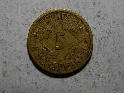 Německo Výmarsko 5 Reichspfennig 1925 A XF č37292 