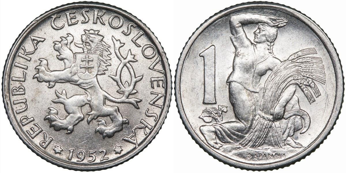 1 koruna 1952 2 kusy - varianty aversu STAV - Numismatika